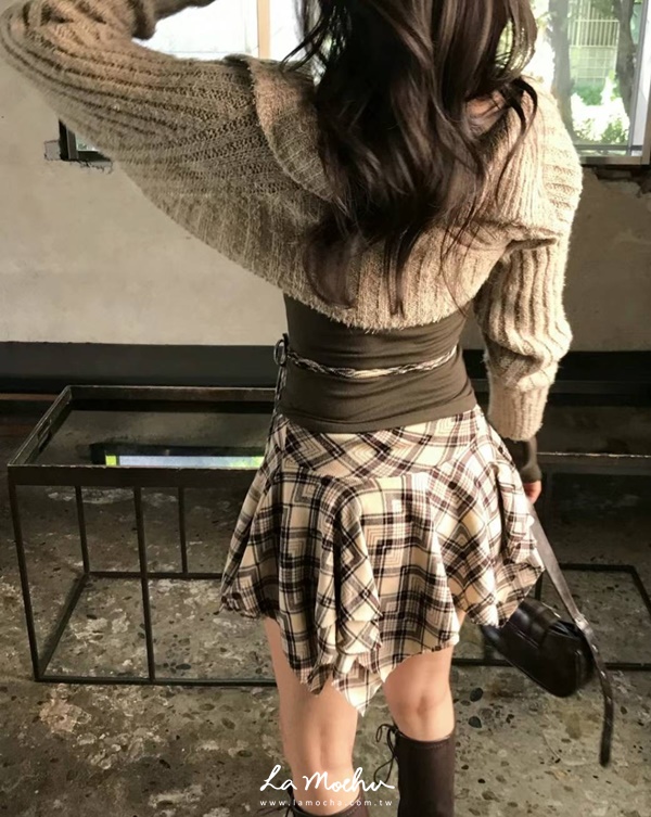 坑條針織感短版小外套